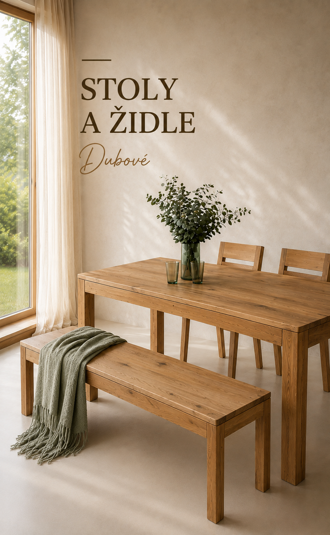 Banner - Dubové stoly a židle
