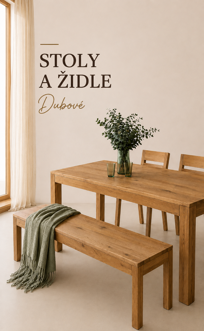 Banner - Dubové stoly a židle