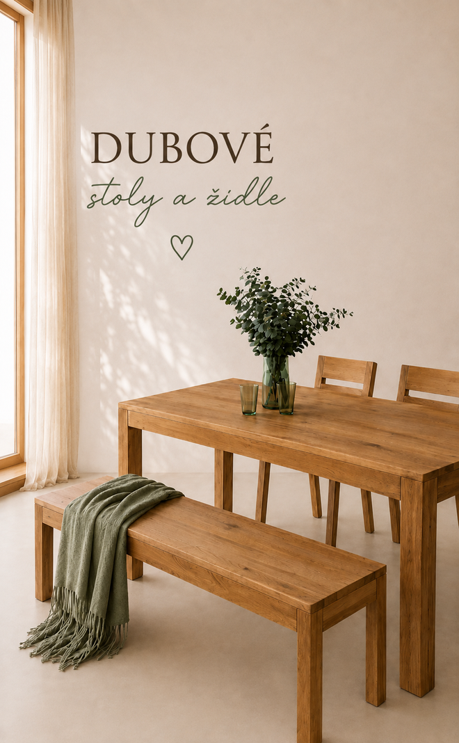 Banner - Dubové stoly a židle