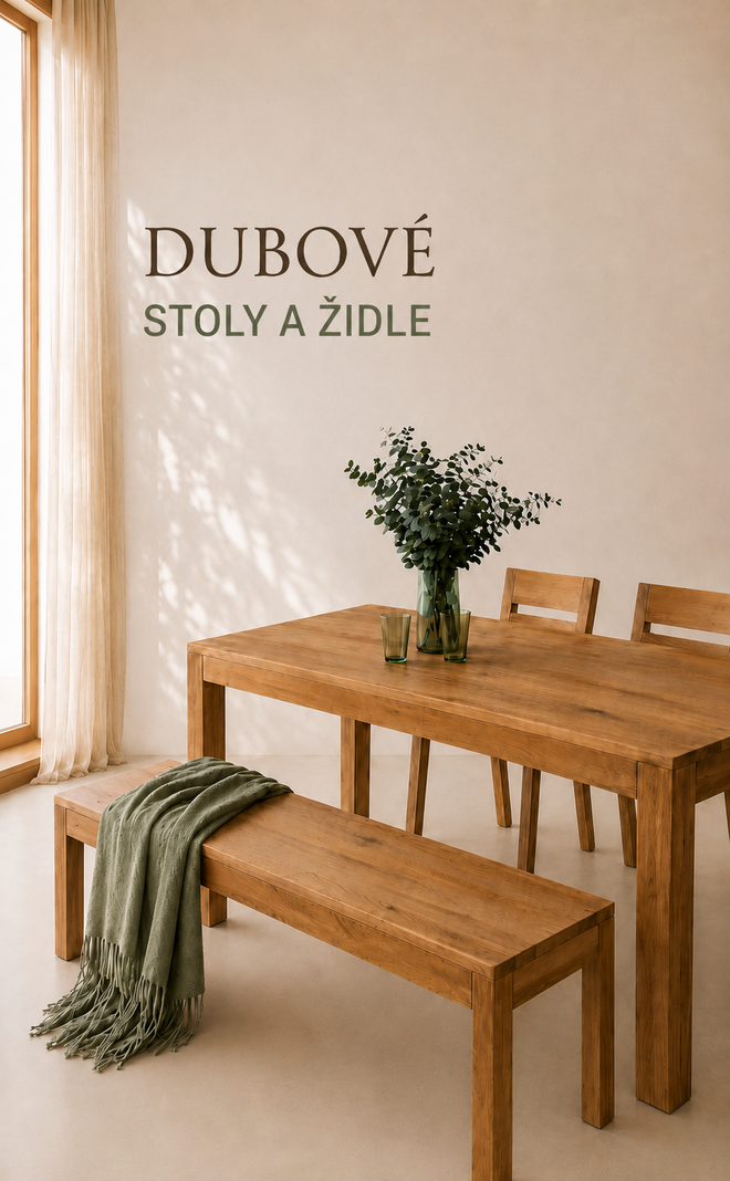 Banner - Dubové stoly a židle