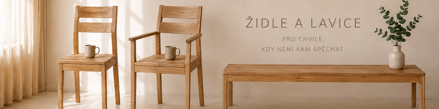 Banner - Dubové židle a lavice