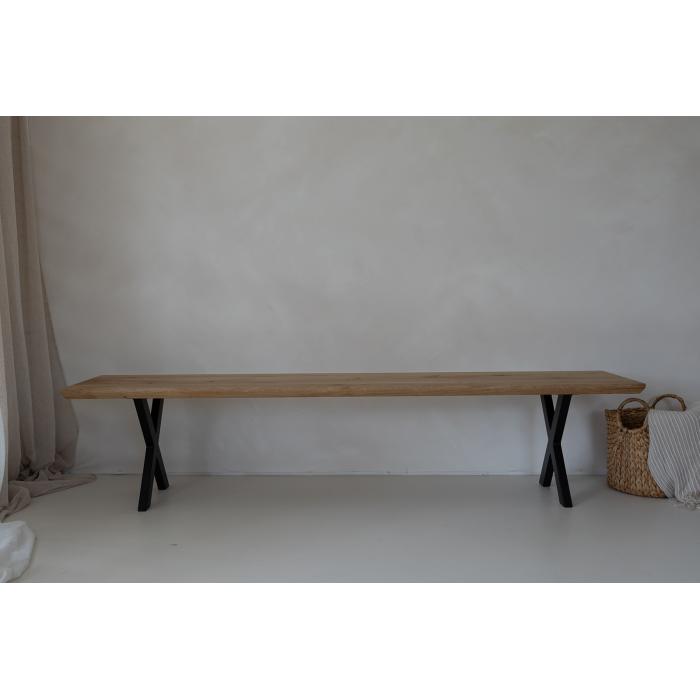 Dubová lavice s kovovou podnoží XENIA 120