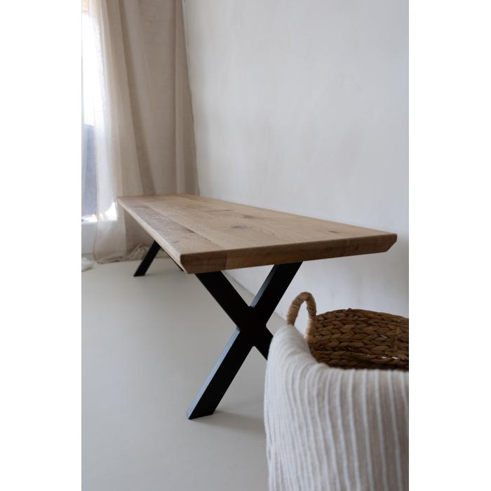 Dubová lavice s kovovou podnoží XENIA 200