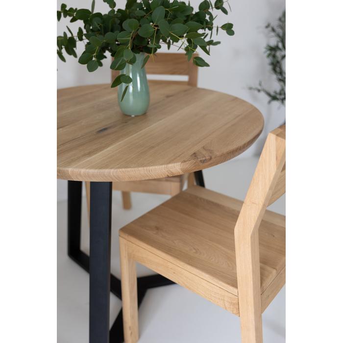 Dubový stůl s kovovou podnoží ROUND 80