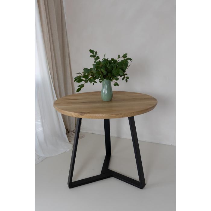 Dubový stůl s kovovou podnoží ROUND 100